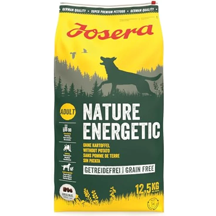Josera Nature Energetic, getreidefreies Super Premium Trockenfutter für ausgewachsene Hunde, 1 x 12,5 kg, ohne Kartoffeln, mit Geflügelfleisch und Neuseeländischer Grünlippmuschel – Bild 1
