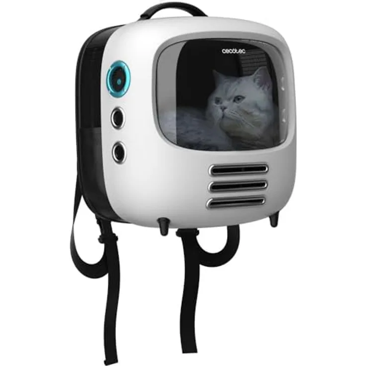 Cecotec Pumba 1800 Travel Fan, Katzen-Transportbox mit 2 Geschwindigkeiten, Belüftungssystem, Innenlicht, für Haustiere bis 8 kg, ergonomisches Design, große Fenster, Seitentasche
