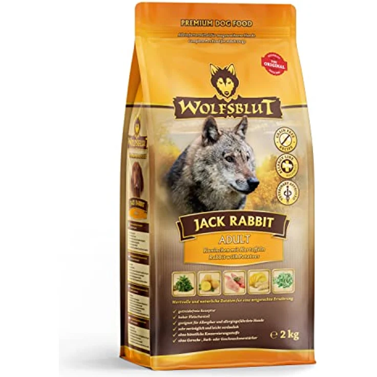 Wolfsblut Jack Rabbit, 2 kg Trockenfutter für Hunde mit Kaninchen, getreidefrei und allergikerfreundlich – Bild 1
