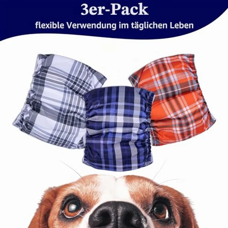 MICOOYO Wiederverwendbare Hundewindeln für Rüden, 3er-Pack waschbare Bauchbänder, super saugfähig und langlebig, Größe S, Rot, Blau und Grau – Bild 5