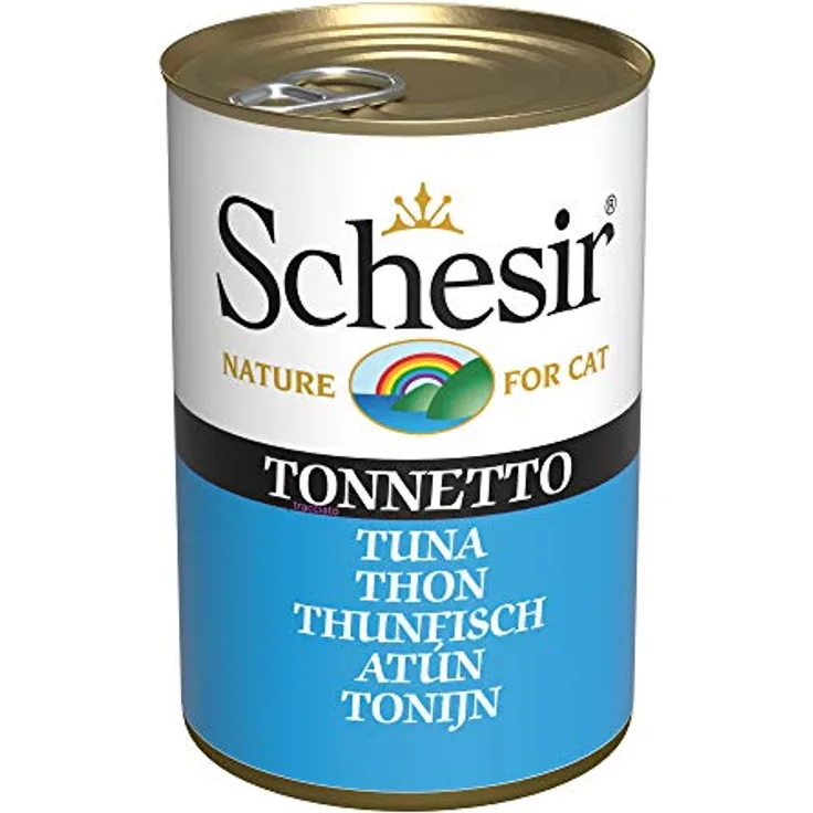 Schesir Adult Thunfisch, Katzenfutter in 6x140g Dosen, 100% natürliche Inhaltsstoffe, cruelty free, ohne Konservierungsstoffe