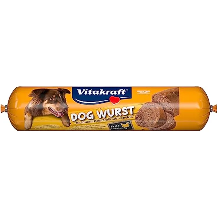 Vitakraft Dog Wurst mit Hühnchenfleisch, Hauptfutter oder Leckerbissen, zuckerfreier fleischiger Hundesnack, Vorratsgröße (1x 1kg)
