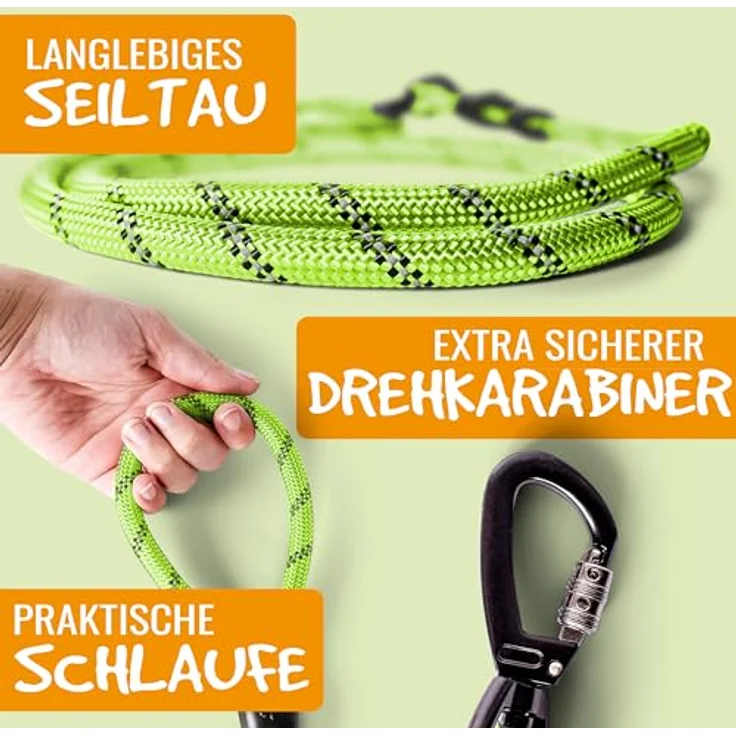 rootsnoot Hundeleine klassisch – stabile Führleine für Hunde ab 15 kg, 120 cm lang, 1,2 cm stark, reißfest und komfortabel – Bild 5