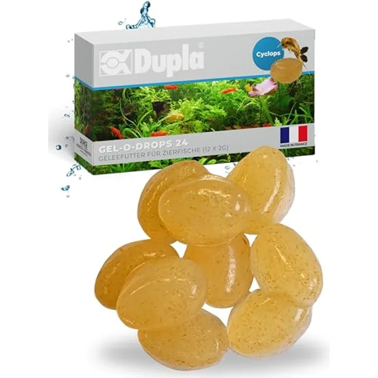 Dupla Gel-O-Drops Cyclops I 12 x 2 g, Geleefischfutter mit Ruderfußkrebsen, leicht dosierbares und nährstoffreiches Aquarienfutter, ungekühlt lagerbar