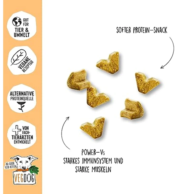 VEGDOG Veggies Immune, hypoallergener Hundesnack (10 x 125 g) | Getreidefrei, veganer Trainingssnack für starkes Immunsystem mit Kartoffel und Sanddorn – Bild 2