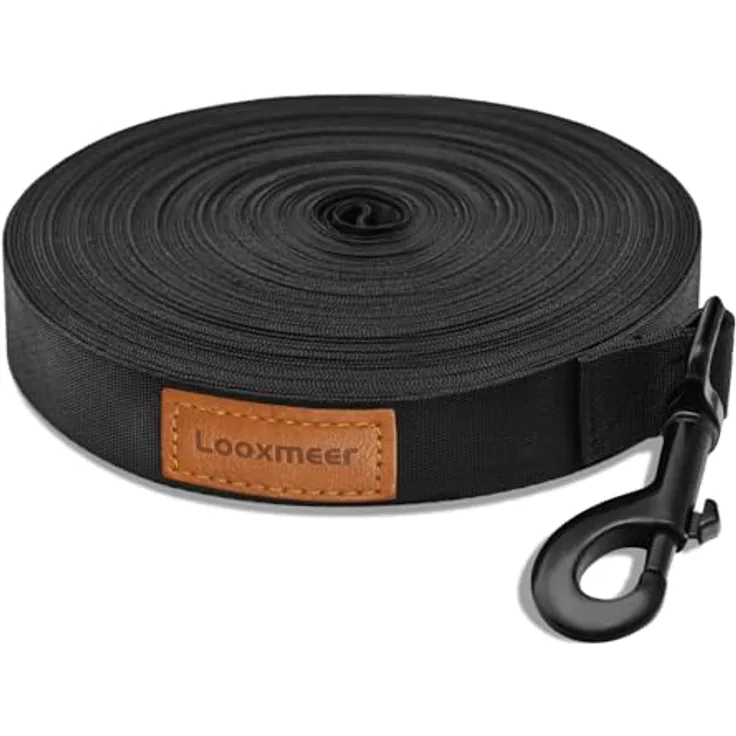 Looxmeer Schleppleine für Hunde, 3m bis 30m, reißfeste Trainingsleine mit 360° drehbarem Karabiner und ergonomischem Griff, ideal für große und kleine Hunde, inklusive gratis Aufbewahrungstasche