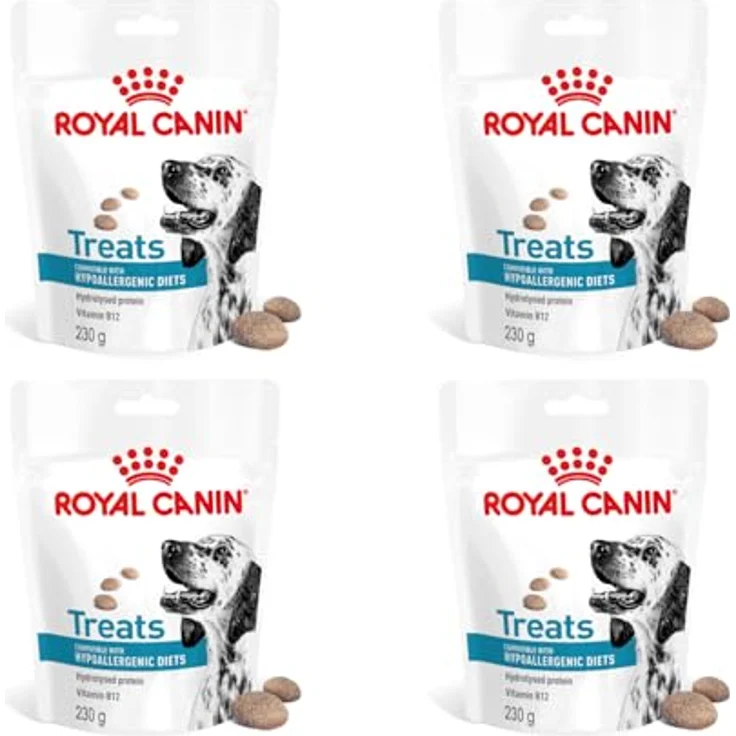 Royal Canin Veterinary Hypoallergenic Treats, 4er Pack mit hydrolysierten Proteinen, Snacks für alle Hunderassen, 4 x 230 g, wiederverschließbarer Beutel – Bild 1