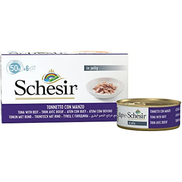 Schesir Katzenfutter Jelly Thunfisch und Rinderfilet, 100% natürliche Bestandteile, Multipack 6x50 g – Bild 2