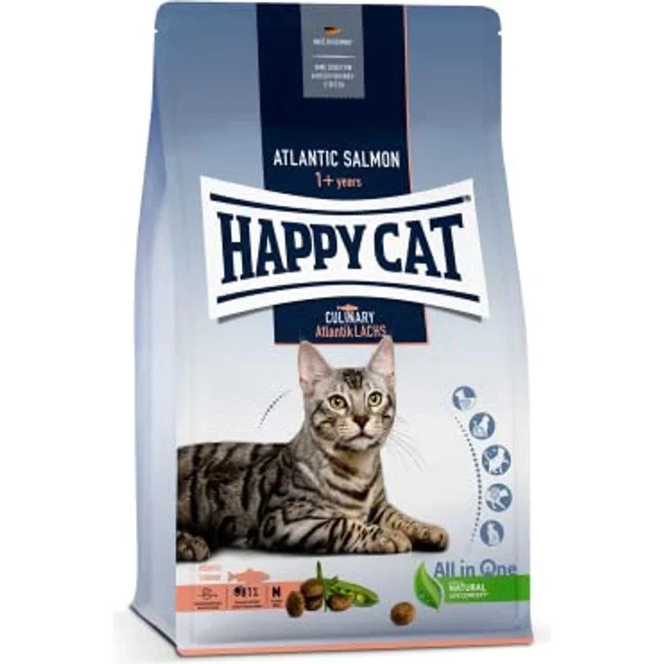 Happy Cat Culinary Trockenfutter Katze Adult, Atlantik-Lachs, glutenfreie Rezeptur mit Omega-3-Fettsäuren, 1,3 kg – Bild 1