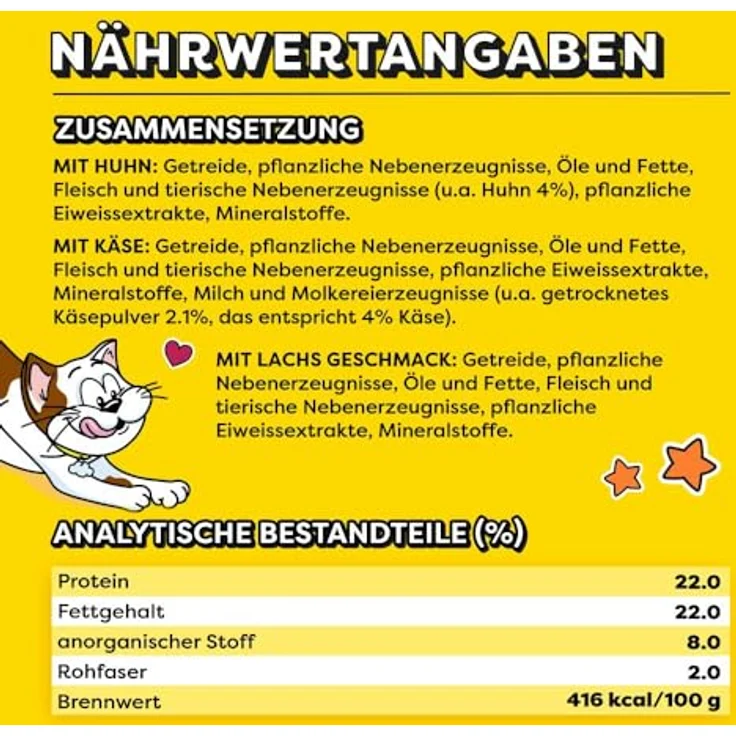 Dreamies Katzensnacks, Variety Snack Box 12x60g mit Huhn, Käse und Lachs, traumhaft knusprige Leckerlies mit zarter Füllung, 2 kcal pro Stück – Bild 5