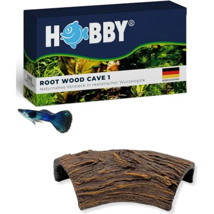 HOBBY Aquariendeko Root Wood Cave 1, Höhle in Wurzeloptik für Aquarium und Terrarium, 17 x 8.5 x 5 cm – Bild 1