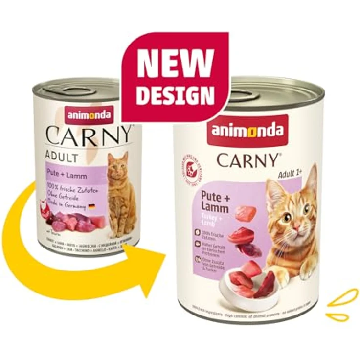 animonda Carny Katzen Nassfutter Pute + Lamm (6 x 400g), getreidefreies Futter für erwachsene Katzen, ohne Zucker, mit frischen fleischigen Zutaten – Bild 2