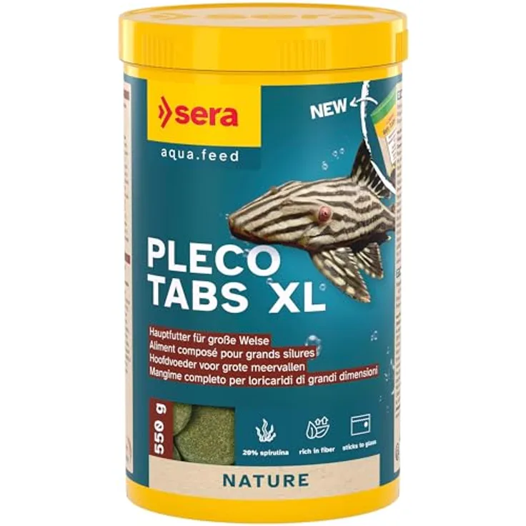 sera Pleco Tabs XL, Boden- und Hafttabletten für größere Welse & Bodenfische, 1.000 ml (550 g), mit 19% natürlichem Spirulina, wasserfreundlich & formstabil