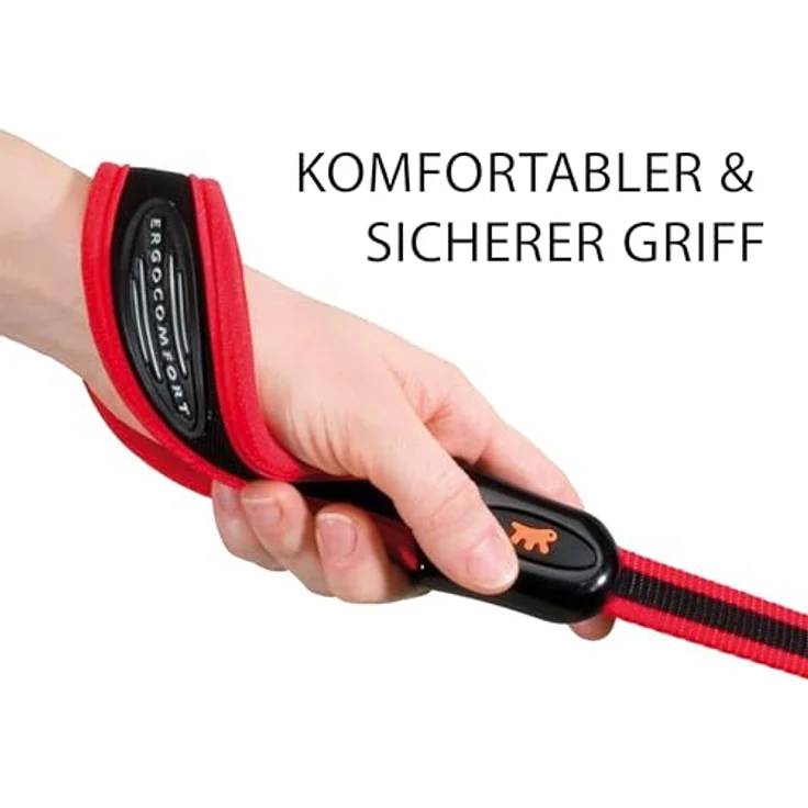 Ferplast Ergocomfort Strap 15/120 Red, Gepolsterte Hundeleine mit Ergonomischem Griff für maximalen Komfort – Bild 5
