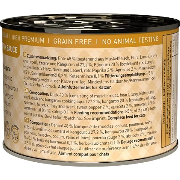 catz finefood Ragout N° 607, Känguru & Ente Nassfutter für Katzen in Sauce, getreidefrei und zuckerfrei, 6 x 190 g Dose – Bild 2