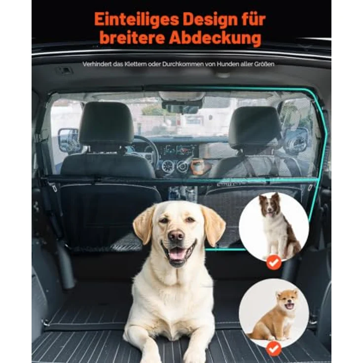 VEVOR Hunde Autobarriere 1415 mm, Trennwand mit Netzgewebe zur Montage an Vordersitzen, universelles Hundegitter für SUVs und Lkw, schwarz – Bild 2