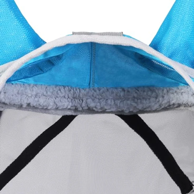 Harrison Howard CareMaster Pro Luminous Pferde Fliegenmaske, UV-Schutz, Fleece-Polsterung mit Ohrenschutz, Dresden Blau, Vollblut (M) – Bild 3