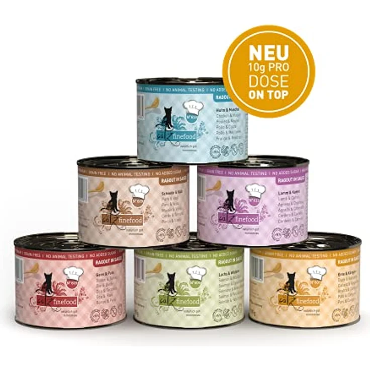 catz finefood Ragout N° 607, Känguru & Ente Nassfutter für Katzen in Sauce, getreidefrei und zuckerfrei, 6 x 190 g Dose – Bild 5