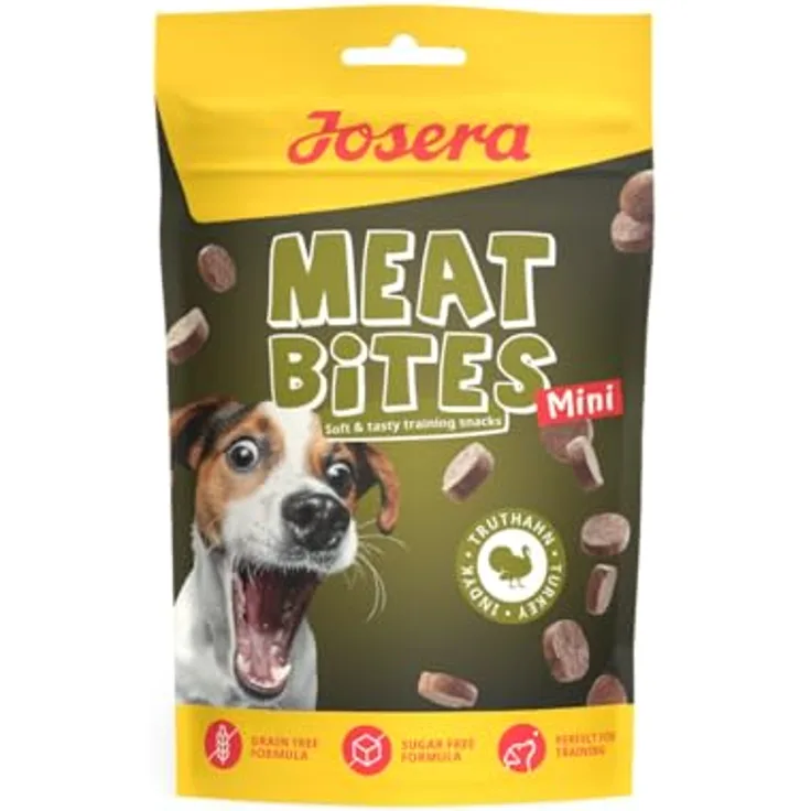 Josera Meat Bites Mini, Trainingssnack mit Truthahn für kleine Hunde, 70g