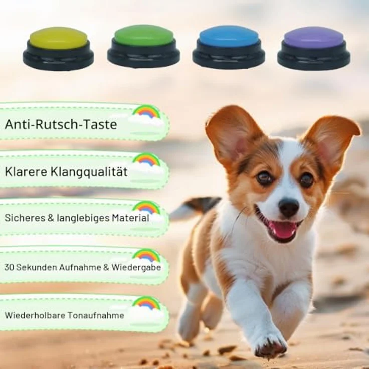 Gelabur Dog Communication Button Set, 4 Voice Recordable Tasten für Hundetraining, langlebig und sicher, individuell anpassbar – Bild 3