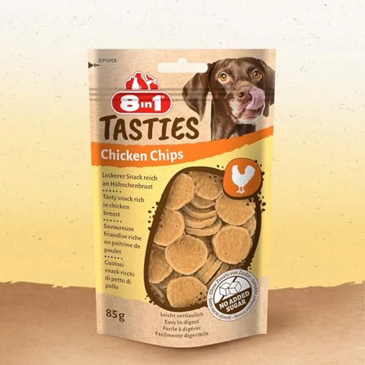 8in1 Tasties Hühnerchips, Hundesnack im Sparpaket, fettarm und glutenfrei, 6 x 85 g – Bild 8