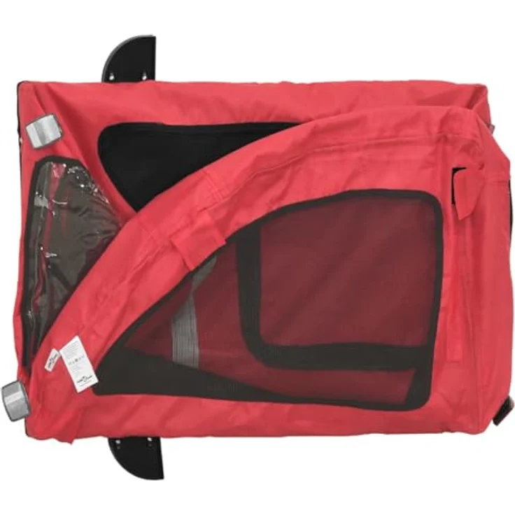 vidaXL Hunde-Transportbox Fahrradanhänger Hunde Rot Oxford-Gewebe und Eisen 30 kg Maximalbelastung – Bild 10