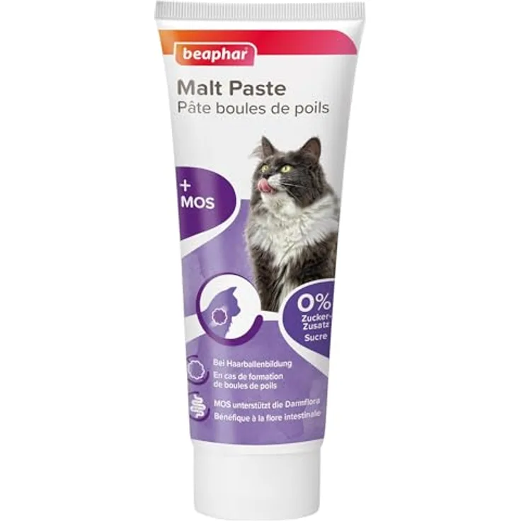 Beaphar Malt Paste gegen Haarballen, Sparpaket 2 x 250 g, mit präbiotischen Ballaststoffen für optimale Verdauung, ohne Zuckerzusatz