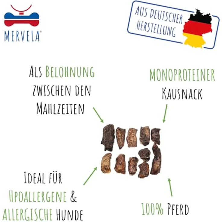 MERVELA Pferdelunge, 100% natürlich, 1.000g, hypoallergen, für sensible Hunde, aus Deutschland – Bild 2