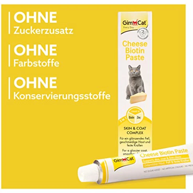 GimCat Cheese Biotin Paste, Katzenfutter zur Unterstützung von Haut- und Fellgesundheit, 100 g – Bild 4