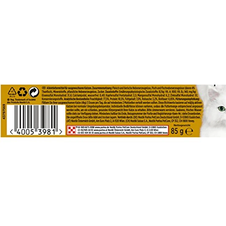 Gourmet Gold Katzenfutter Feine Pastete mit Thunfisch, 12 Dosen (12 x 85 g) - Hochwertiges Nassfutter für verwöhnte Katzen – Bild 4