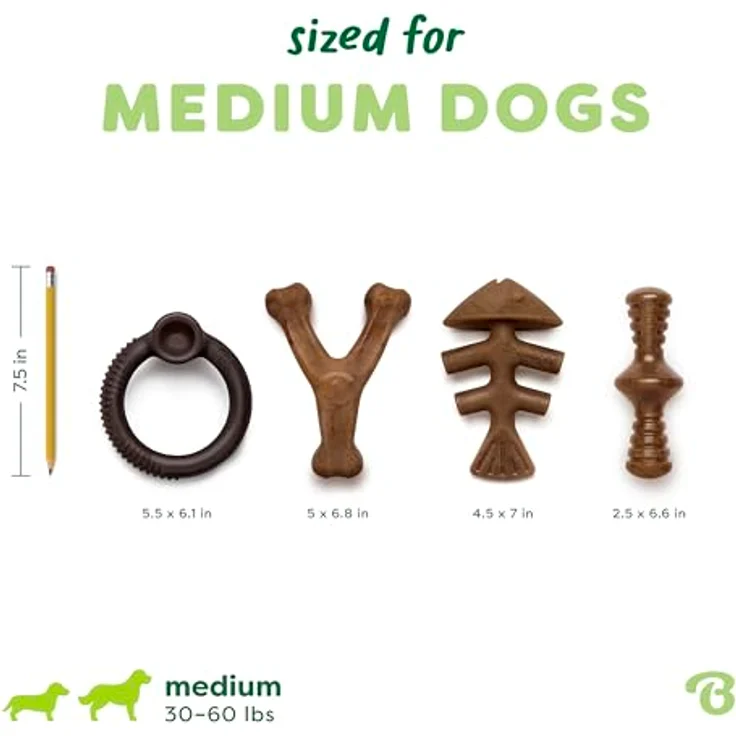Benebone Blueberry Hundespielzeug, mittelgroß, 4er-Pack für aggressive Kauer, mit echtem Heidelbeergeschmack, hergestellt in den USA – Bild 4