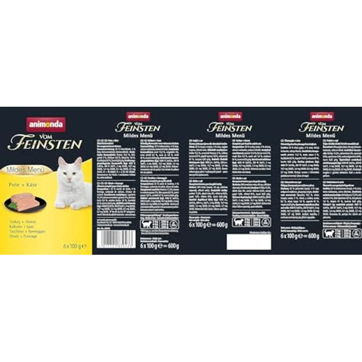animonda Vom Feinsten Adult Mildes Menü Pute + Käse, Nassfutter für sensible Katzen, ohne Getreide und Zucker, leicht verdaulich, 6 x 100 g – Bild 5