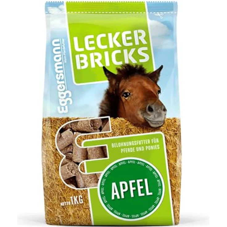 Eggersmann Mein Pferdefutter Pferde-Leckerlis 1 kg, Lecker Bricks mit natürlichem Apfel-Geschmack, hohe Qualität, ideal als Belohnung für Pferde und Ponys – Bild 1