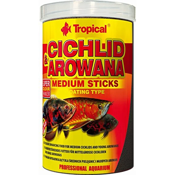 Tropical Cichlid & Arowana Medium Sticks, Farbverstärkende Futtersticks mit Astaxanthin für Cichliden, 1 x 1 l, 55 ml – Bild 1