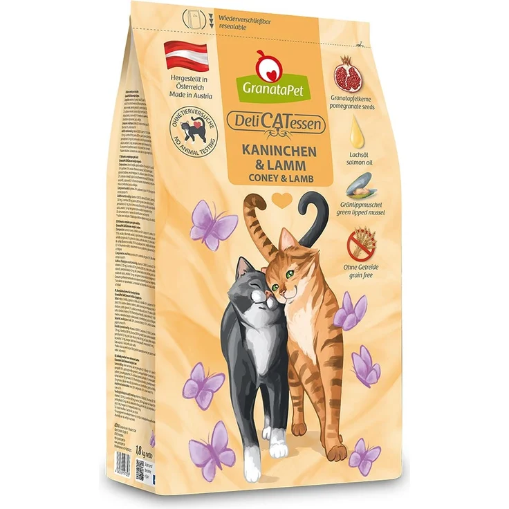 GranataPet DeliCatessen Trockenfutter Kaninchen und Lamm, Getreidefrei, hoher Fleischanteil, 1,8kg