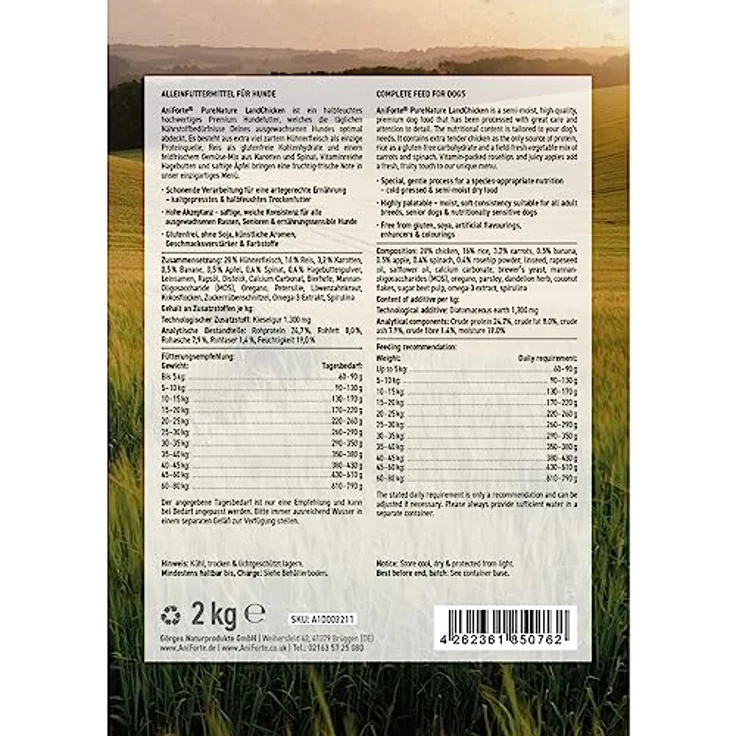 AniForte PureNature LandChicken, halbfeuchtes Hundefutter mit zartem Huhn und Reis, glutenfrei, 2 kg – Bild 8
