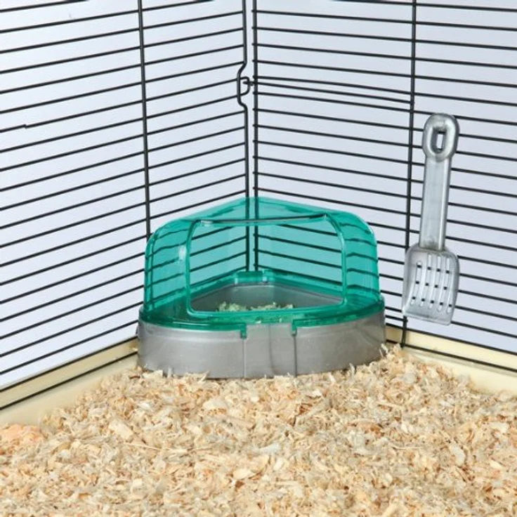 TRIXIE Nagerhaus Ecktoilette mit Dach für Hamster, verschiedene Farben, inkl. Streulöffel, 14 x 8 x 11/11 cm – Bild 3
