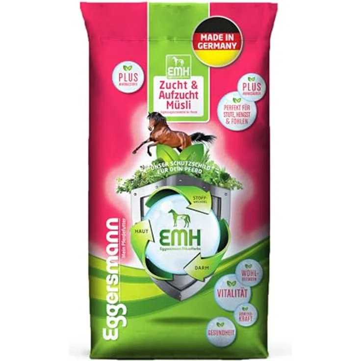 Eggersmann EMH Zucht & Aufzucht Müsli 20kg – Ergänzungsfutter für Zuchtpferde und Fohlen, optimales Eiweiß-Energieverhältnis, reich an Aminosäuren, Made in Germany – Bild 1