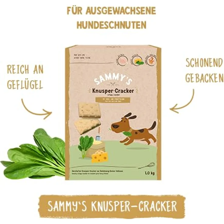 Bosch Sammy´s Knusper-Cracker, herzhaft, 1 kg, Hunde-Snacks mit Käse – Bild 2
