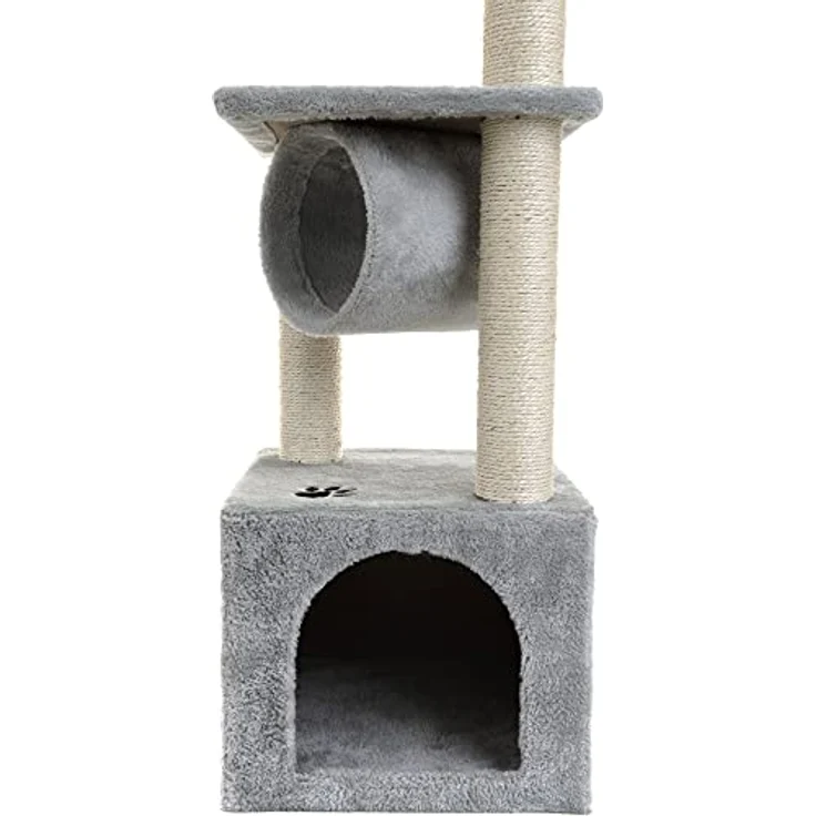 Mersjo Kratzbaum für Katzen, Double, 92 cm, mit 4 Ebenen, Sisal umwickelt, weicher Plüschbezug, stabile Konstruktion – Bild 8