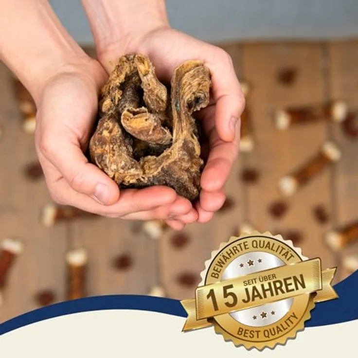 Lyra Pet® Ochsenziemer Abschnitte 1 kg, getrockneter Kausnack für Hunde, proteinreiche Belohnung, zahnreinigend – Bild 4