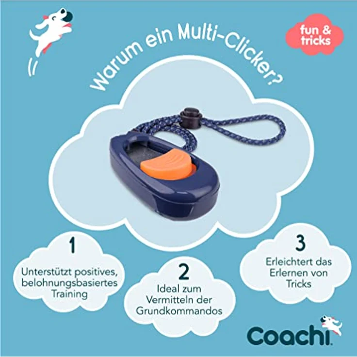 Coachi Multi-Clicker, Hundezubehör mit Lautstärkeregler in 3 Stufen, leicht zu bedienen, verstellbare Handschlaufe, ideal für Welpen und geräuschempfindliche Hunde – Bild 2