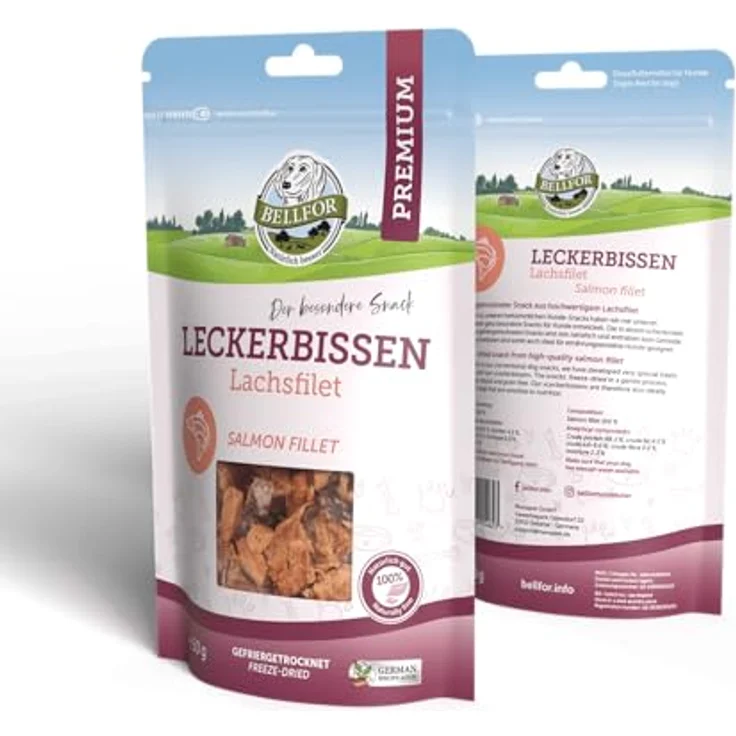 Bellfor Gefriergetrocknetes Lachsfilet, 50 g - Getreidefreie Hundeleckerlis, reich an Omega-3-Fettsäuren und Proteinen – Bild 3