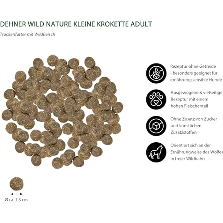 Dehner Wild Nature Hundefutter Auwald, getreidefreies und zuckerfreies Trockenfutter für ausgewachsene Hunde, 12 kg, hohe Fleischanteile, speziell für kleinere und mittlere Rassen – Bild 2