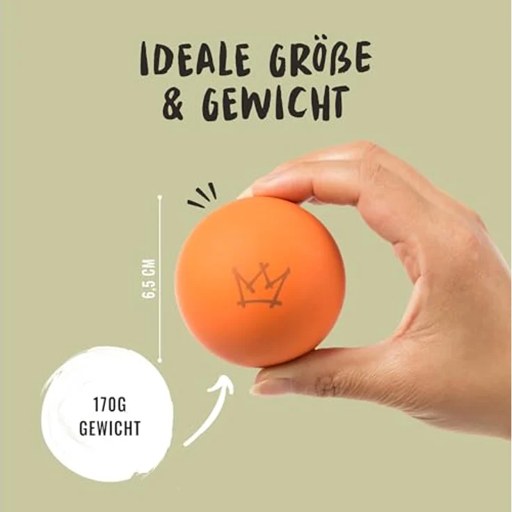 Rudelkönig Hunde Ball aus Naturkautschuk, oranger Spielball mit 6,5 cm Ø, nahezu unzerstörbar und zahnfreundlich – Bild 5