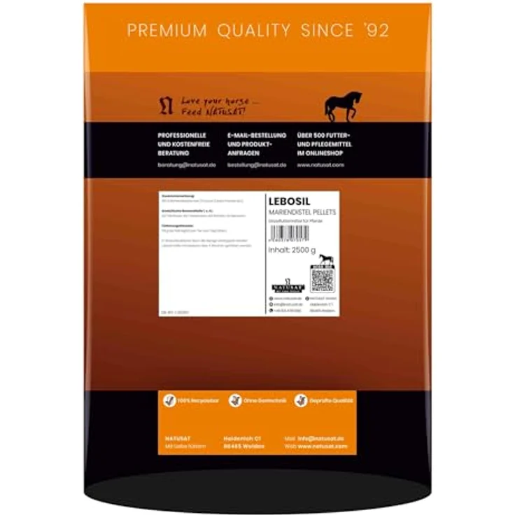 Natusat Lebosil Pellets Mariendistel 2500 g, mit Silymarin zur Unterstützung von Leistungsfähigkeit und Fellwechsel bei Pferden und Hunden – Bild 2