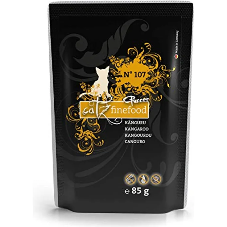 Catz finefood Purrrr No.107, Monoprotein Katzen-Nassfutter mit gut verträglichem Känguru, 85 g, ohne Getreide und Zucker