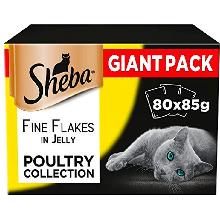 Sheba Multipack Giant-Pack Delikatesse in Gelee, Geflügel Variation, 80x85 g Katzenfutter