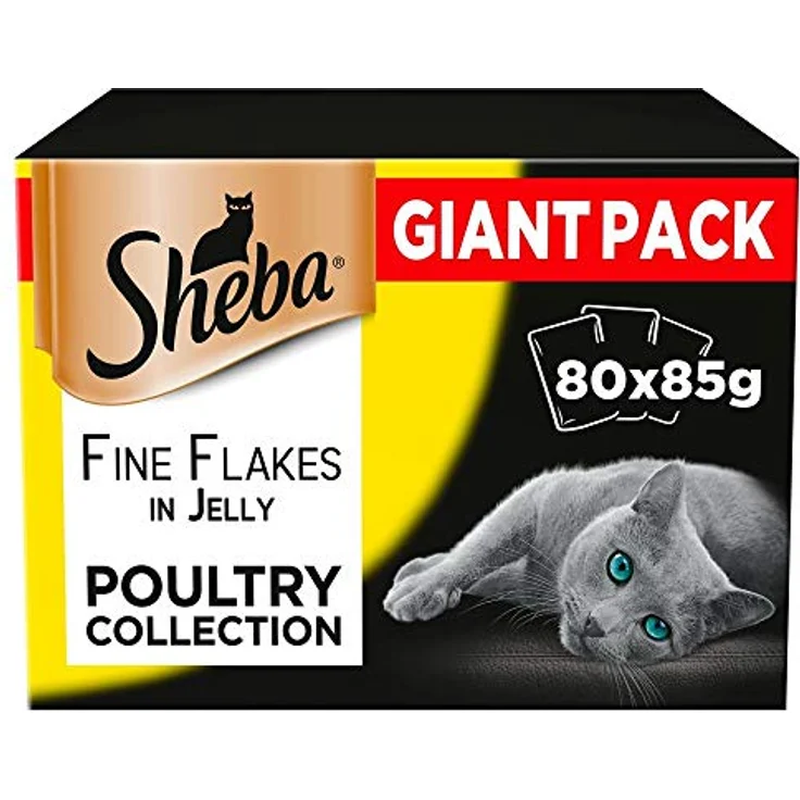 Sheba Multipack Giant-Pack Delikatesse in Gelee, Geflügel Variation, 80x85 g Katzenfutter – Bild 1