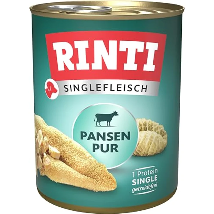 Rinti Sparpaket Singlefleisch 24 x 800g, Alleinfutter für ernährungssensible Hunde, Pansen pur, ohne Getreide – Bild 1
